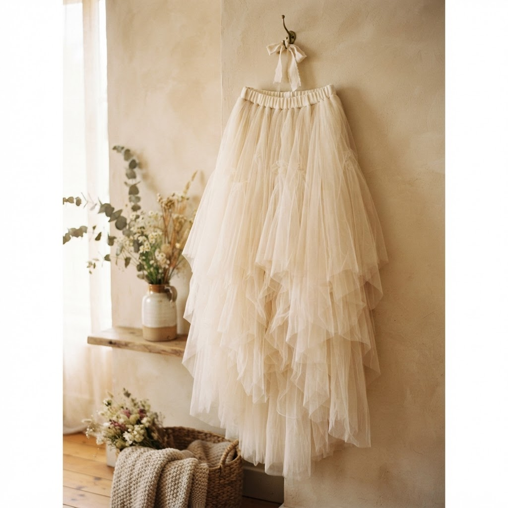 Cream Tulle Skirt
